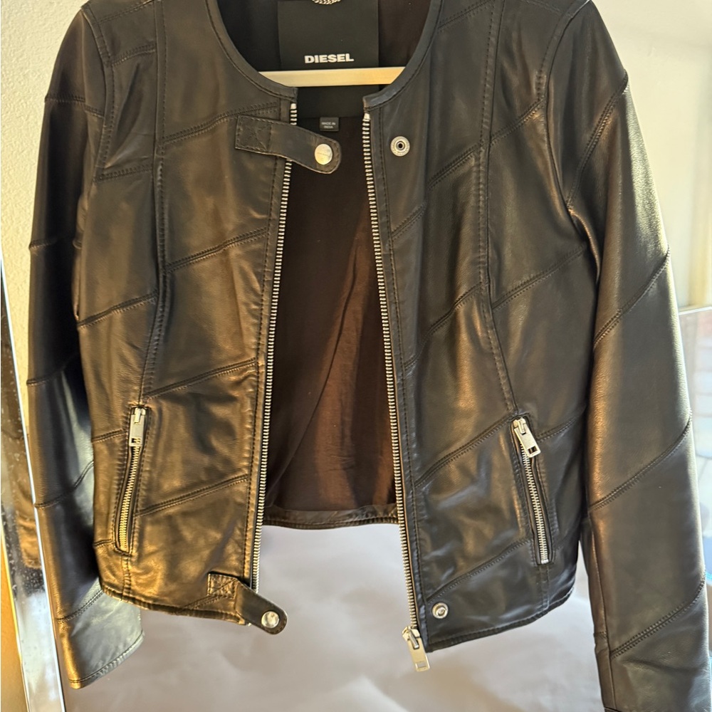 Diesel Women's Sleek Black Leather Jacket